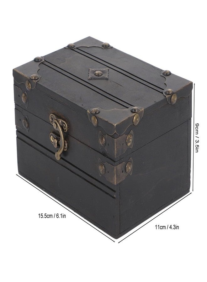 CHEOTIME Vintage Treasure Chest Box, Retro Wooden Jewelry Box Treasure Storage Box Decorative Box Chest Trinket Organizer Antique Gifts for Girls Girlfriend Women Grey - Image 2